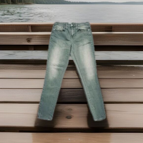 Mossimo High Rise Skinny Jeans 6 (28 x 27.5) Green Power Stretch Denim Womens - Picture 1 of 11